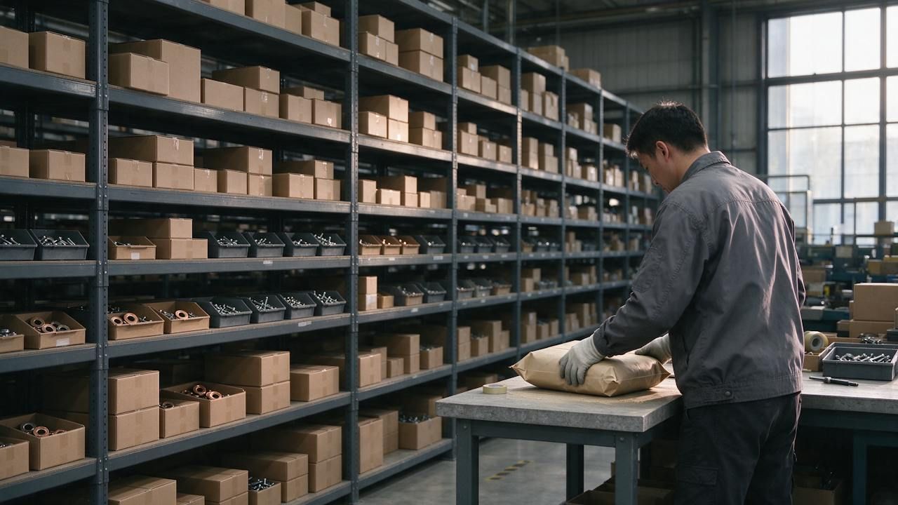 Acme dispatch area with parcels on shelving