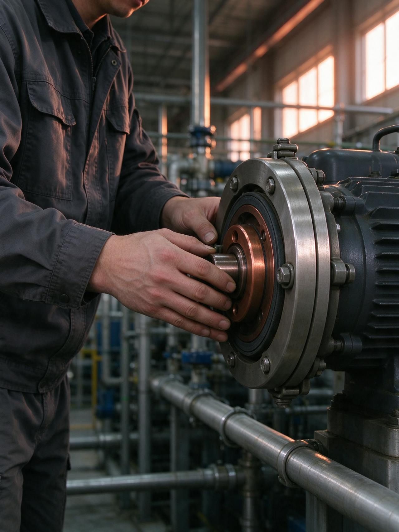 Acme engineer fitting a coupling