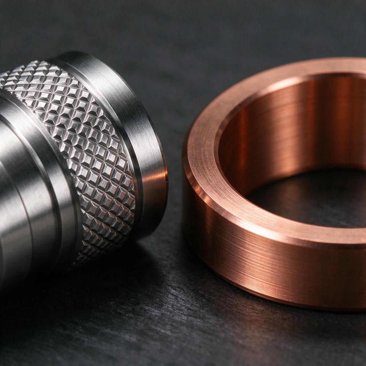 Acme imagery: machined steel and copper ring